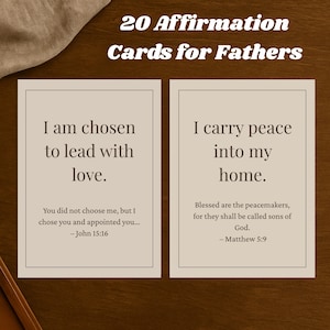 Cartes d'affirmation chrétiennes pour la fête des pères - Verset biblique imprimable en cadeau pour papa - Encouragements religieux pour les pères - Téléchargement immédiat