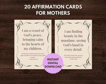 Motherhood Affirmation Cards, Christian Scripture Encouragement (Digital Download)