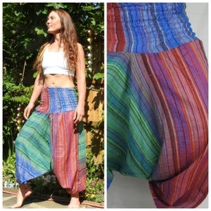 Comfortable women&#39;s harem trousers - with high waist band - Hippie pants for Yoga lovers - Loose baggy festival summer beach wear