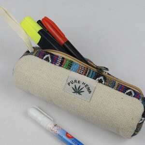 Hemp Pencil Case  - cream make up pouch