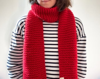 Hand Knitted Scarf - 100% Merino Wool