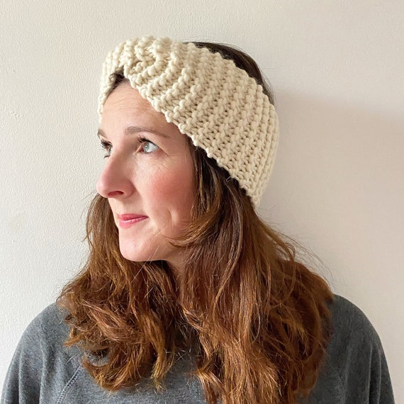 Hand Knitted Headband, 100% Merino Wool - Etsy display picture 2