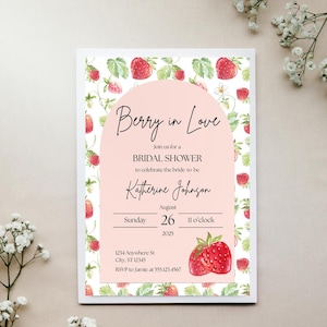 Berry in Love Bridal Shower Invitation, Love Is Berry Sweet Bridal Shower Invite, Strawberry Bridal Shower Invitation