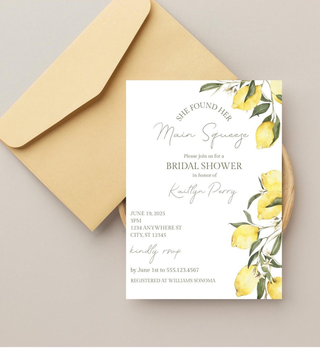 She Found Her Main Squeeze Bridal Shower Invitation, Lemon Citrus ...
