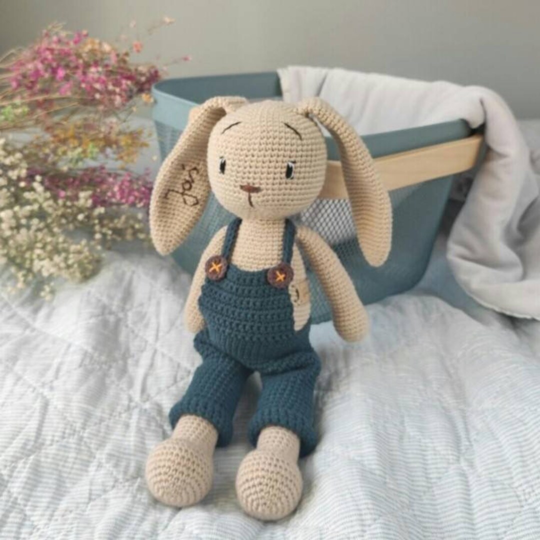 Cuddle Bunny for Newborn, Soft Plushie for Little Son, Custom Gift for Future Mom, Baby Boy Name