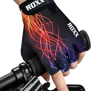 ROXX Cycling Gloves Fingerless Mens Women Kids Unisex Gel Padded Cycling Gloves Half Finger Bike Riding Mitts