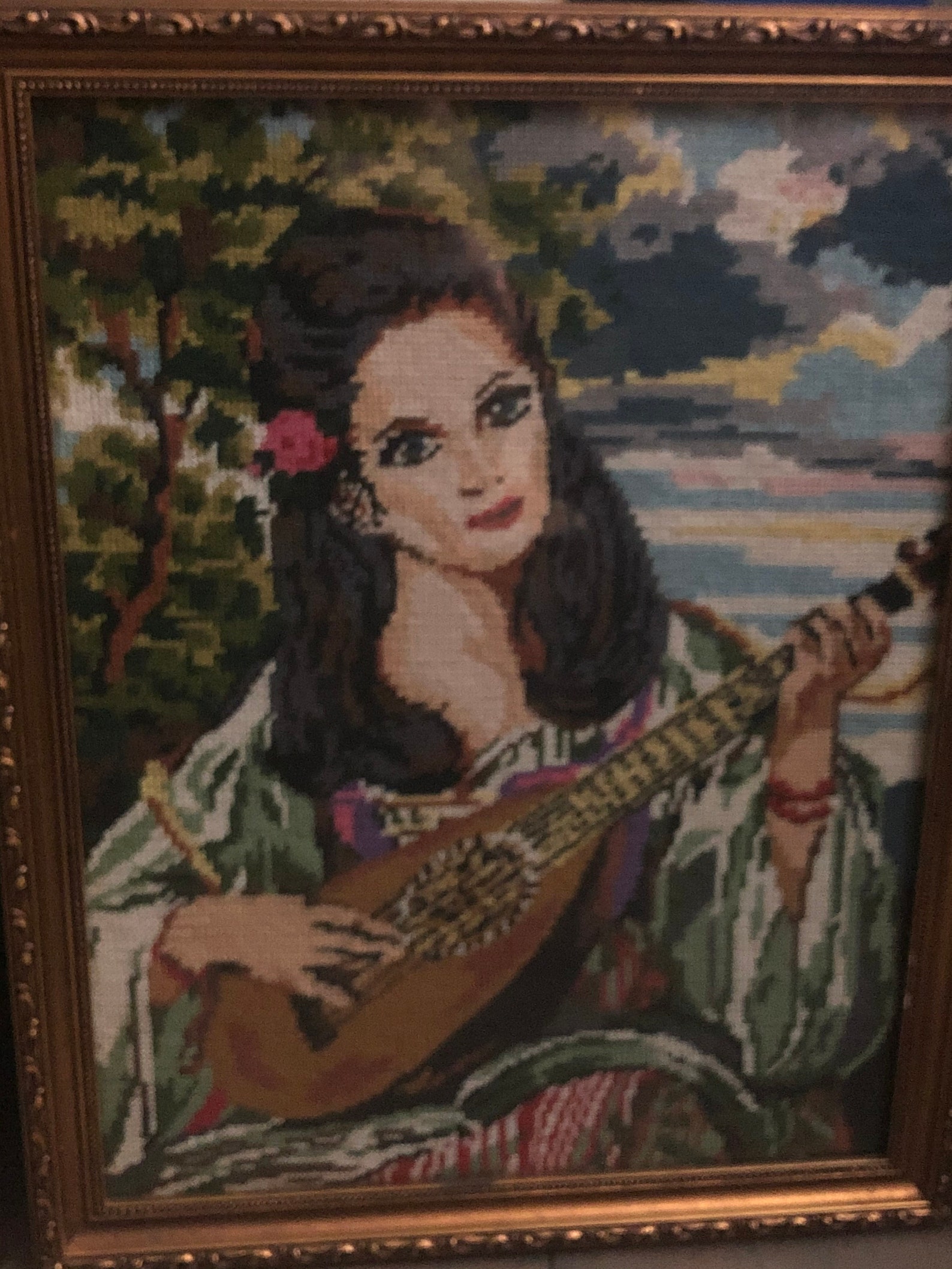 Antique Framed Portraits in Needlepoint Etsy