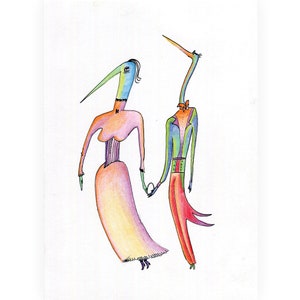 Wall illustration print /mrs & mr/ 14,8x21 cm / Oryginal illustration