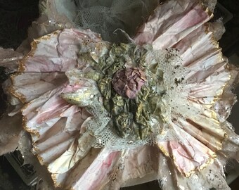Fairytale Ballet  pointe Shoe with Hand Painted Paper Ruffles