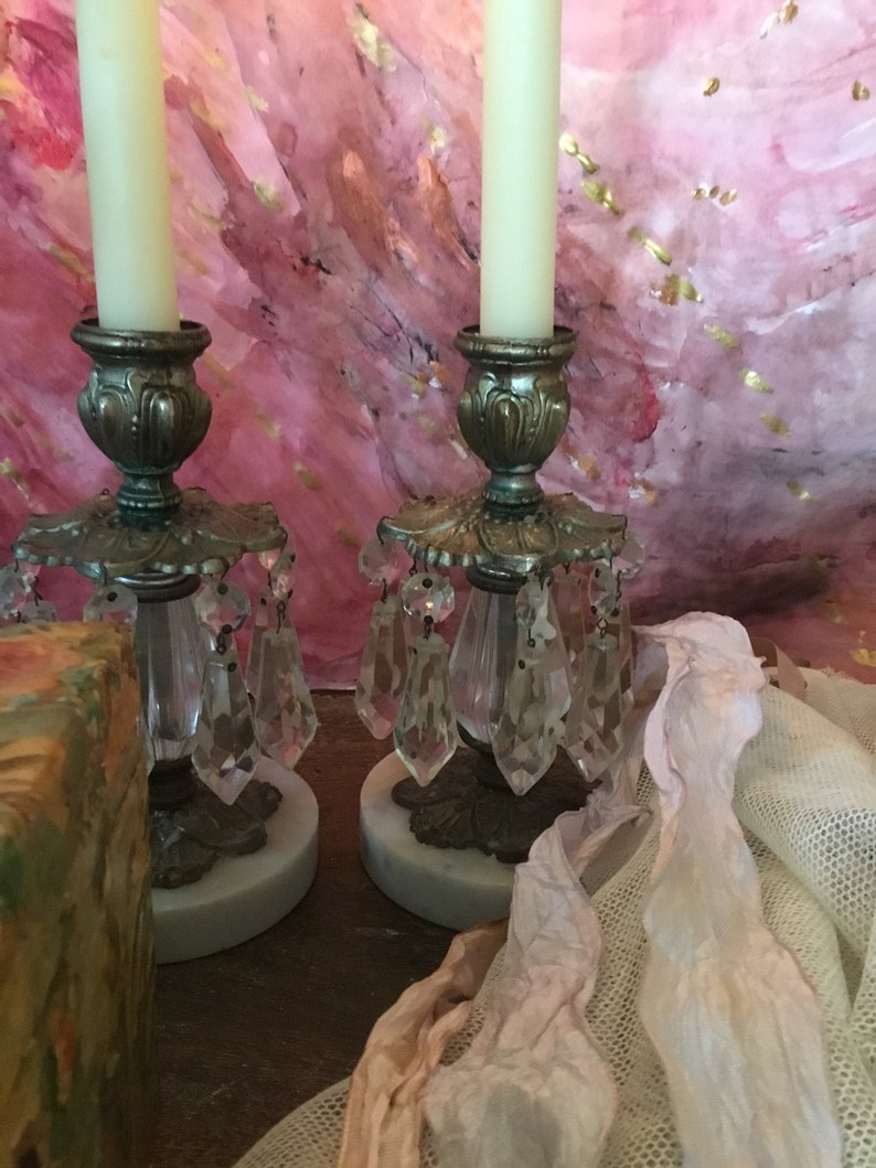 Vintage Candlesticks Marble Base Etsy
