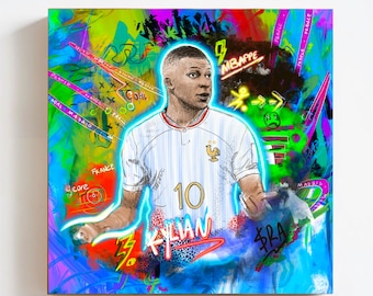 Lámina artística de Kylian Mbappé: futbolista francés, estilo Funko Pop (descarga digital)