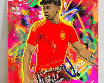 Lamine Yamal Spain Soccer Art Print, Original Football Painting (Digital Download)