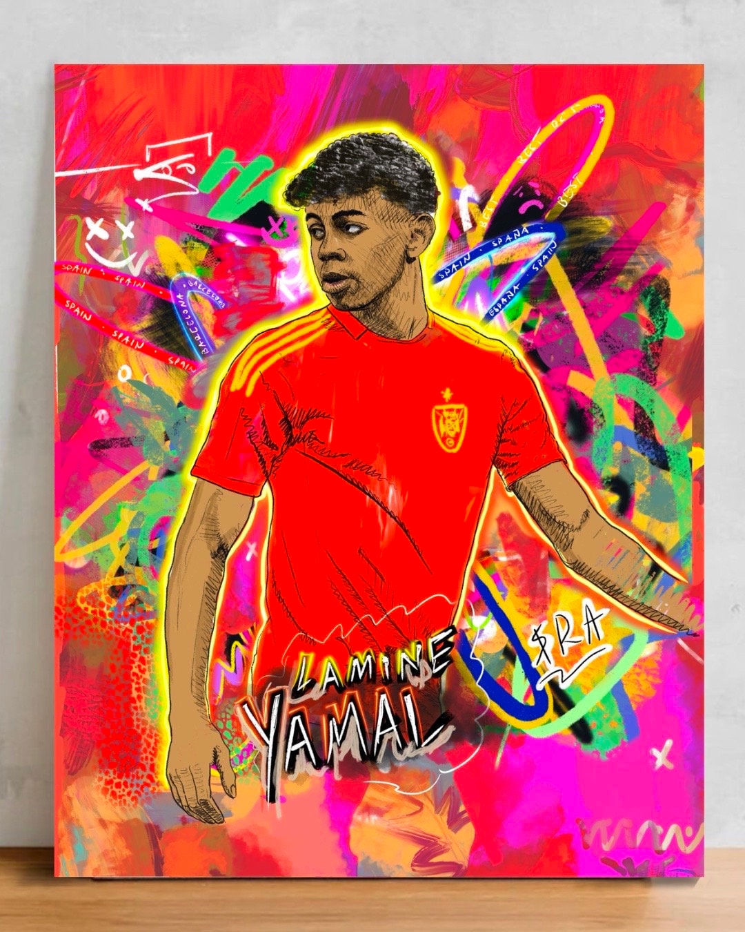 Lamine Yamal Poster, Spain National Team, Original Football Painting