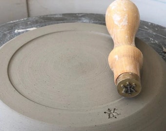 Custom Brass Clay Stamp: Pottery & Polymer Clay Logo Imprint