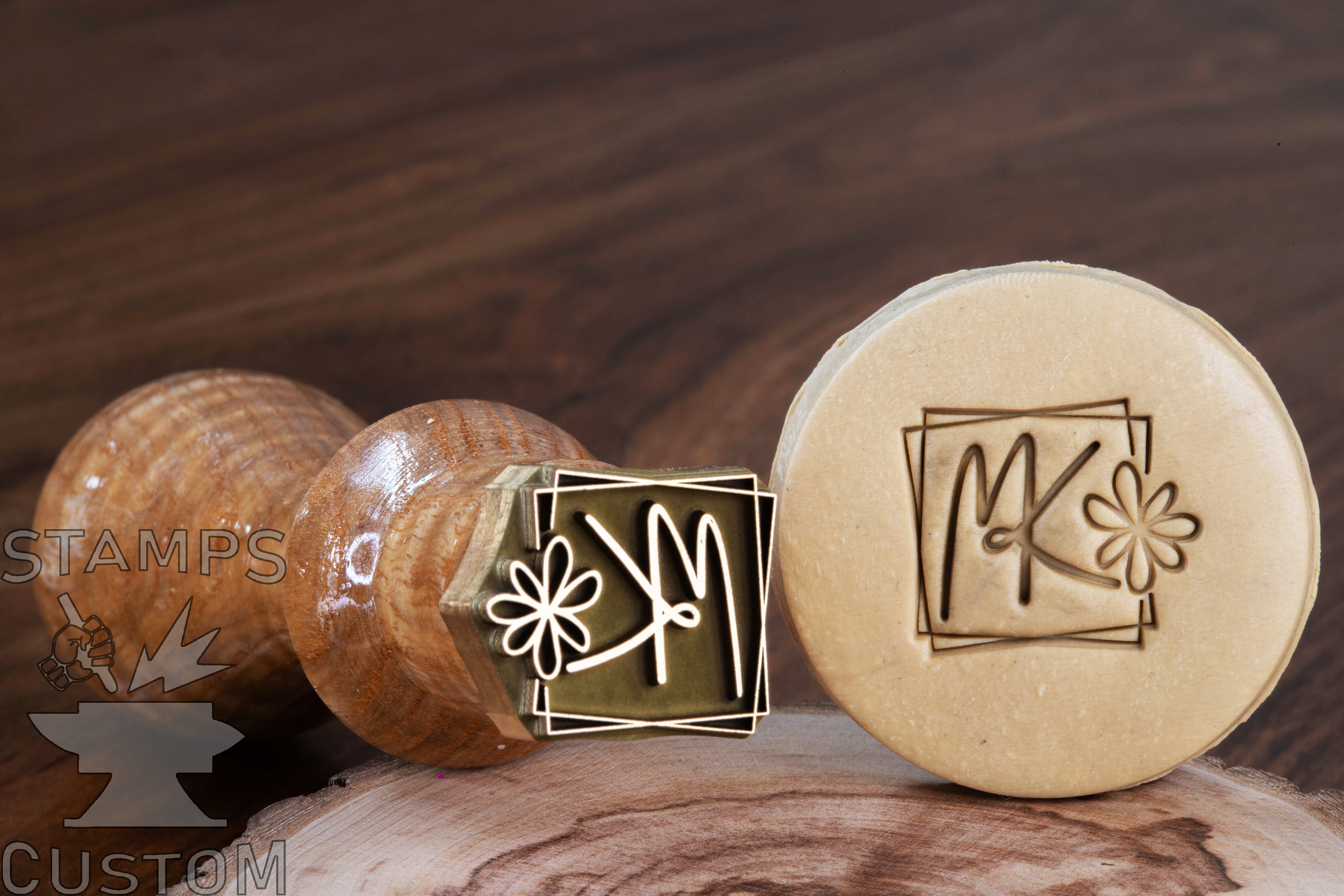 A Custom Engraved Metal (Brass) 2″ Clay Stamp - Claystamps