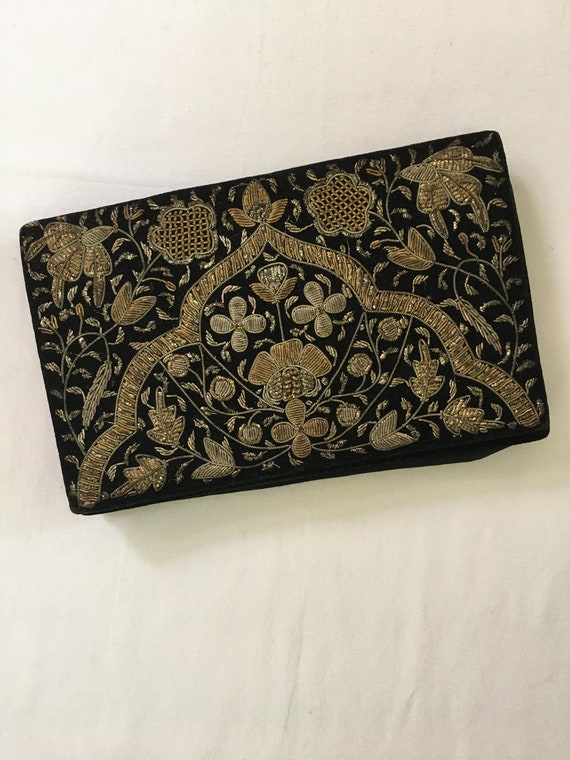 Vintage Black Velvet Zardozi Style Embroidered Clu