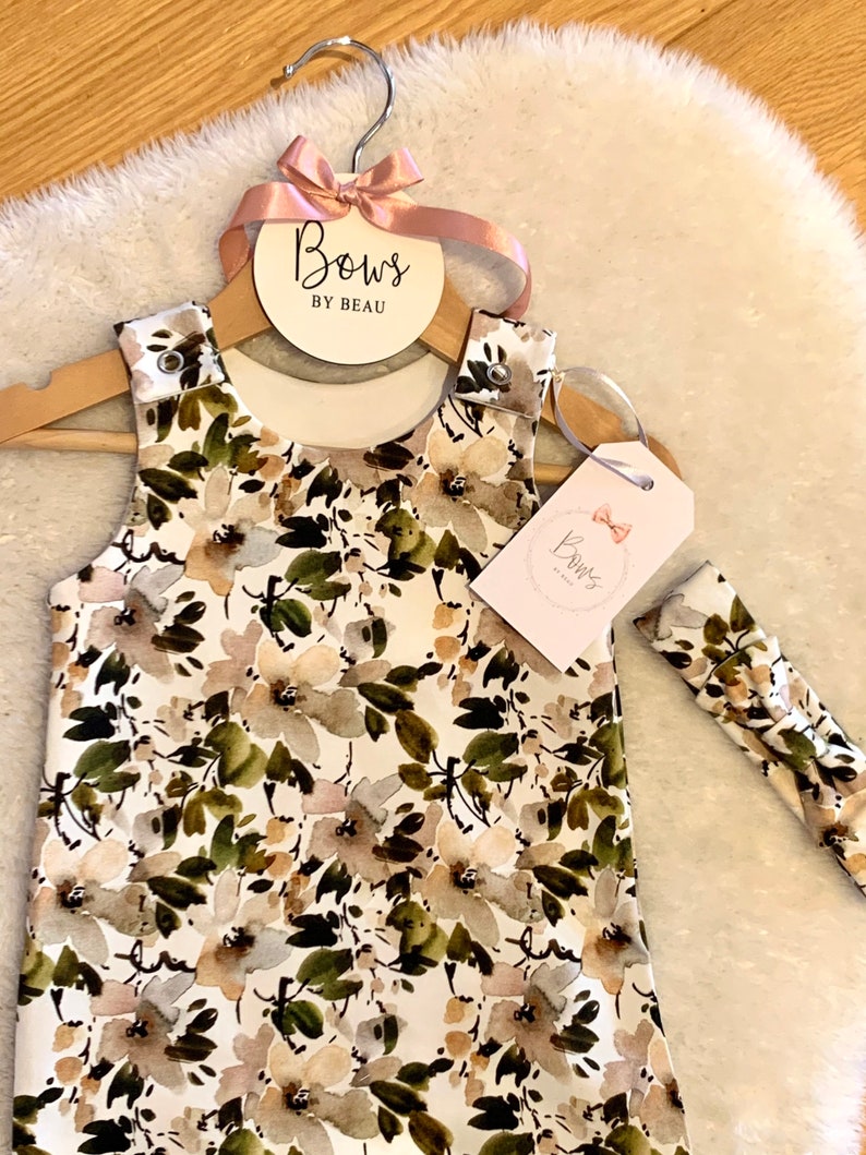 Baby children\u2019s girls apple tree blossom green print romper with matching headband turban bib hat option ideal baby gift baby shower unisex