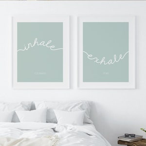 Inhale Exhale Wall Art Printable | Minimalistic Yoga Prints Set of 2 | Mindful Breathing Posters | Over Bed Decoration | Calm Breath Print