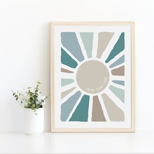 Faites briller votre lumière Impression murale, téléchargement immédiat, art mural imprimable, impression soleil, décoration de chambre d'enfant, chambre d'enfant, décoration d'été, décoration de salle de classe