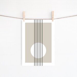 Set of 2 Music Modern Wall Art, Neutral Wall Decor, Guitar Illustration ...