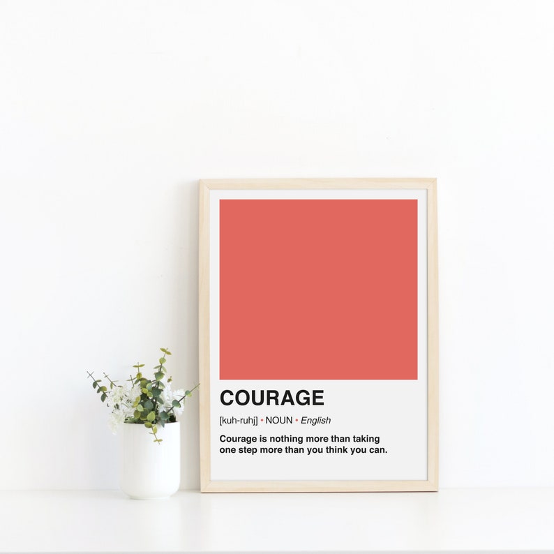 Courage Definition Print Pantone Art Print Dictionary Art Etsy