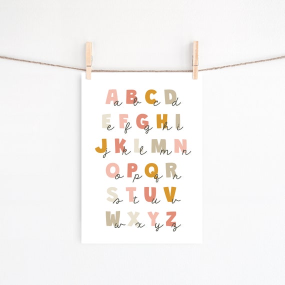 alphabet wall print instant download printable wall art abc etsy