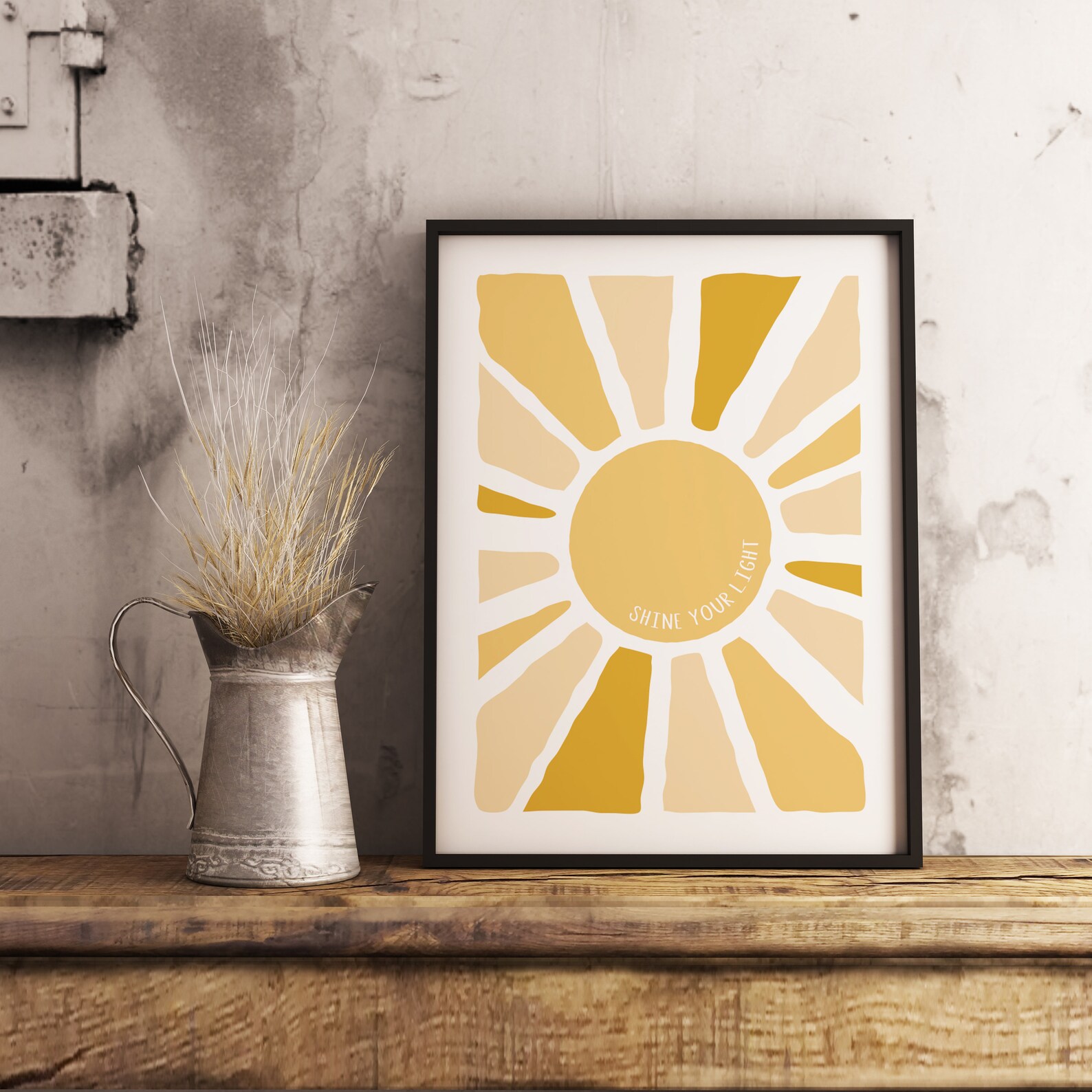 Yellow Sun Wall Print Instant Download Printable Wall Art Etsy