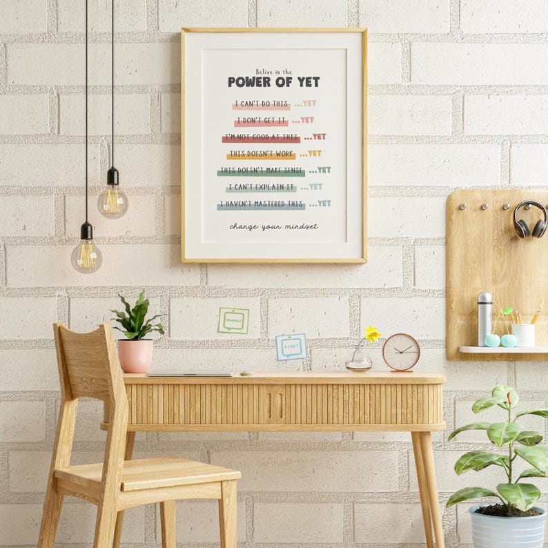 The Power of yet Printable Poster: Growth Mindset Classroom Art Print ...
