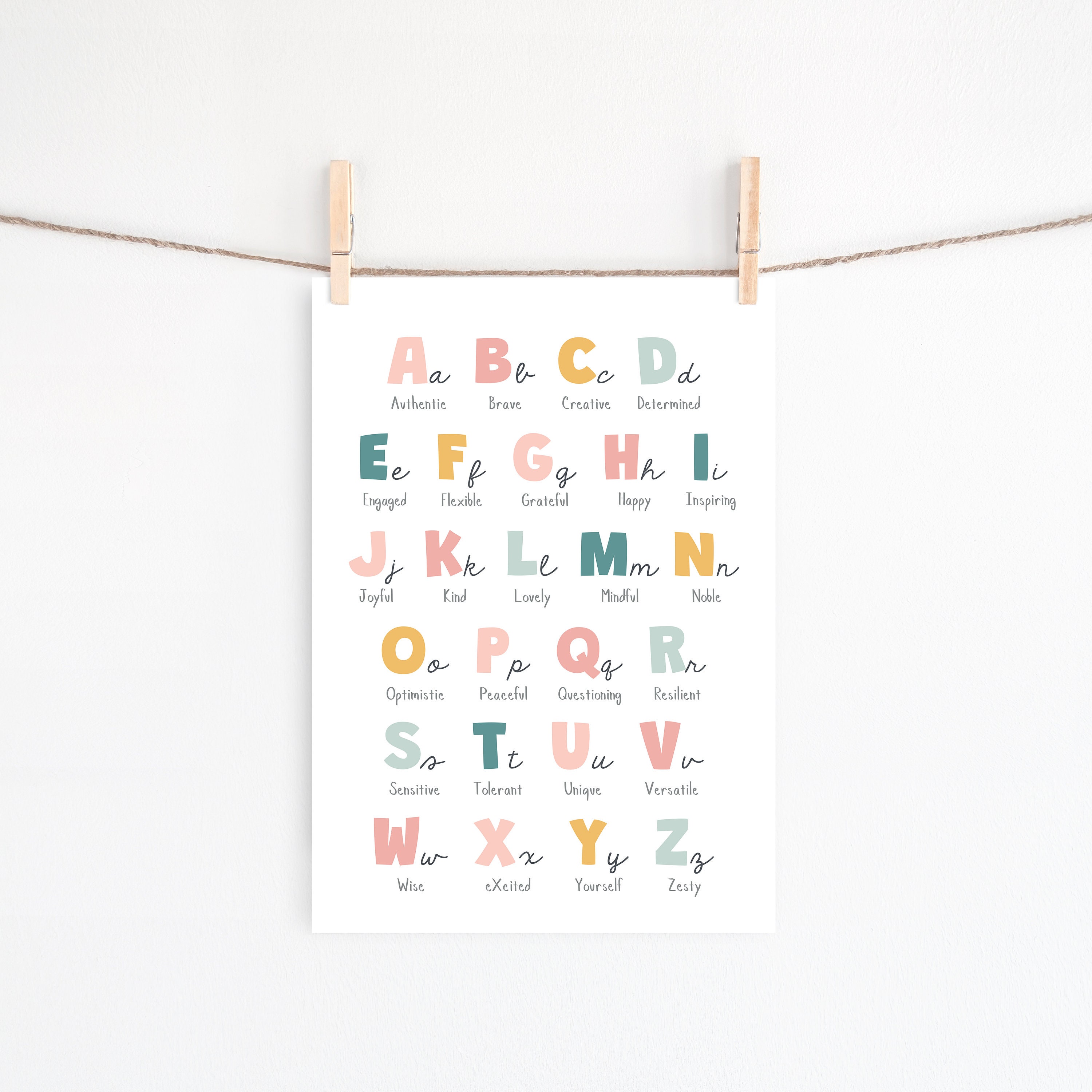 Alphabet Wall Print, Instant Download, Printable Wall Art, ABC Poster ...