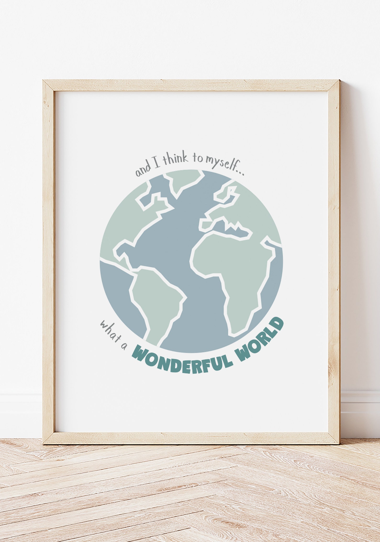 World Printable, Instant Download, Globe Wall Art, Wonderful World ...