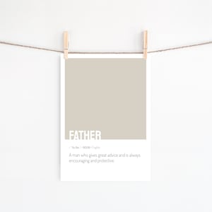 Poster stampabile e biglietto d'auguri con la definizione di "Padre" / Dizionario d'arte con download immediato / Decorazione murale minimalista / Regalo per la festa del papà / Regalo per papà