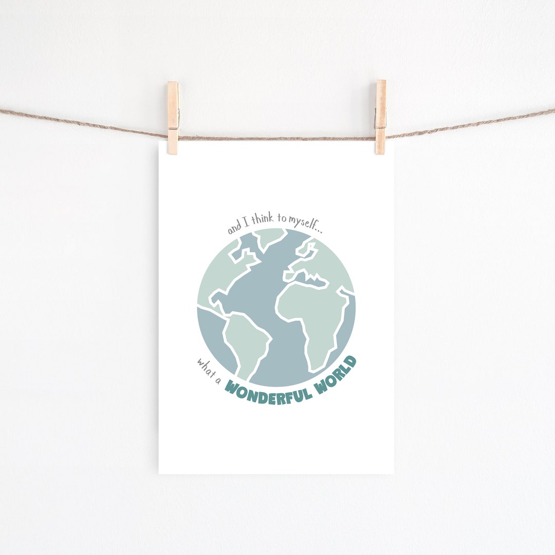 World Printable, Instant Download, Globe Wall Art, Wonderful World ...