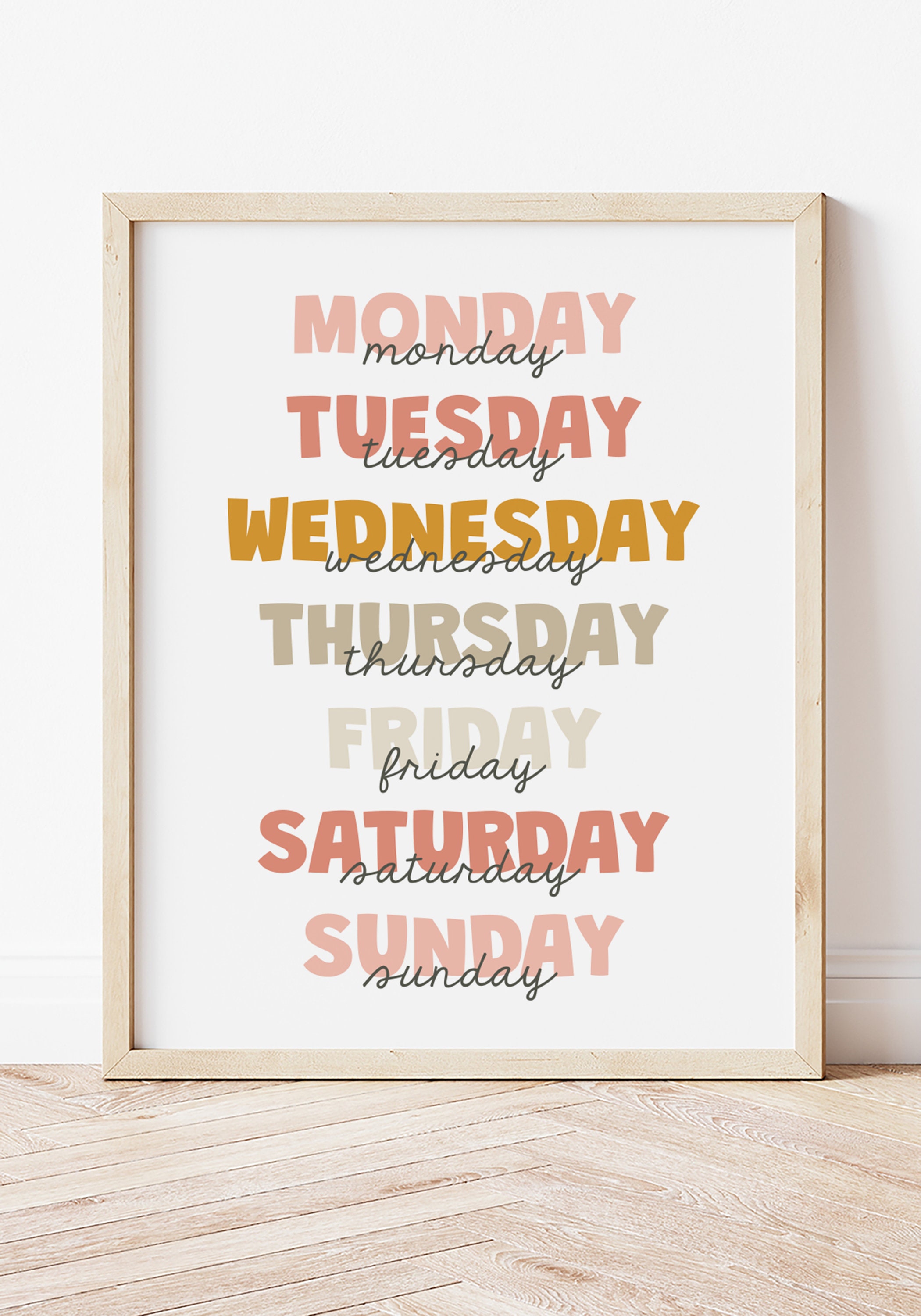 Days of the Week Printable, Instant Download, Printable Wall Art ...