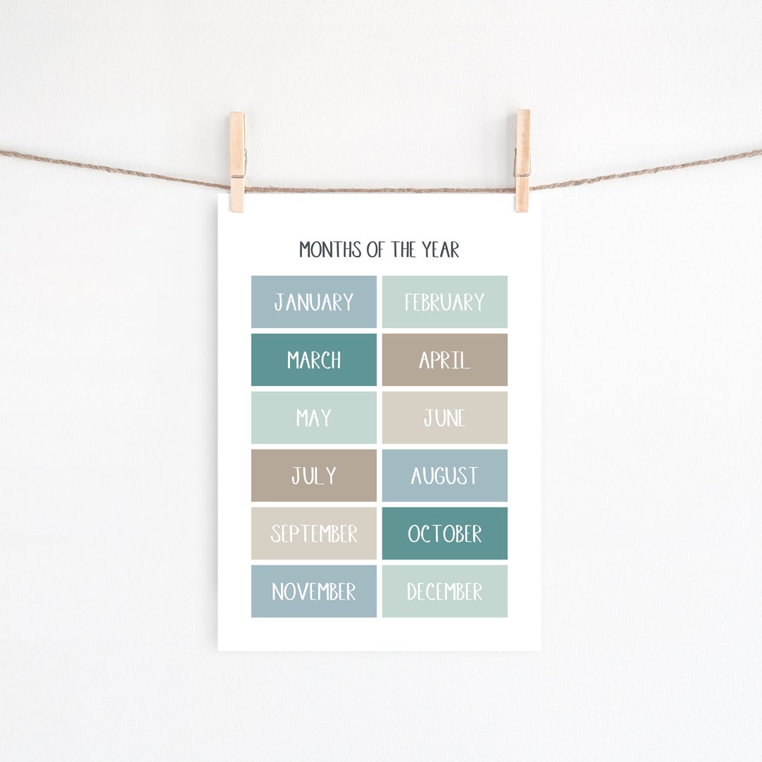 Months of the Year Printable, Instant Download, Printable Wall Art ...