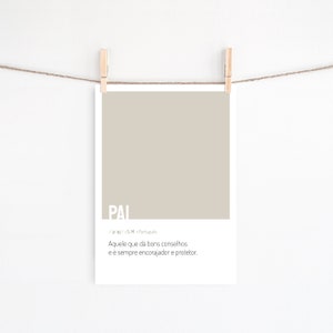 Impression de définition de père PORTUGAIS, dictionnaire d'art, téléchargement immédiat, art mural imprimable, cadeau de fête des pères, Significado da palavra Pai