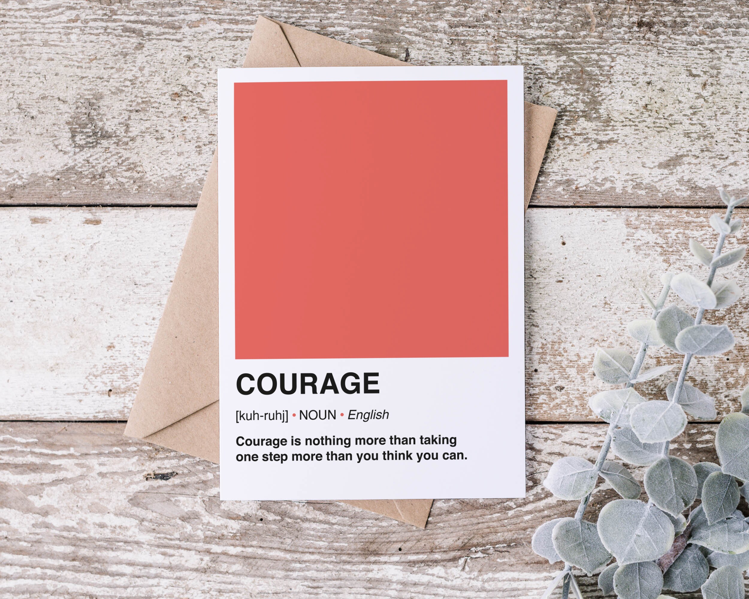 Courage definition print Pantone art print Dictionary art Etsy