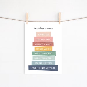 In This Room You Matter You Are Loved Poster, Instant Download, Printable Wall Art, Homeschool poster, Rainbow Classroom decor, Inclusion