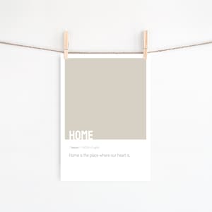 Décoration d'intérieur : oeuvre d'art murale, Poster en couleurs, La maison est où notre coeur est, Dictionnaire d'art, Carte postale à imprimer, Décoration d'intérieur minimaliste
