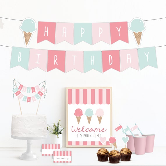 Ice Cream Party Kit Printable Instant Download Birthday Etsy