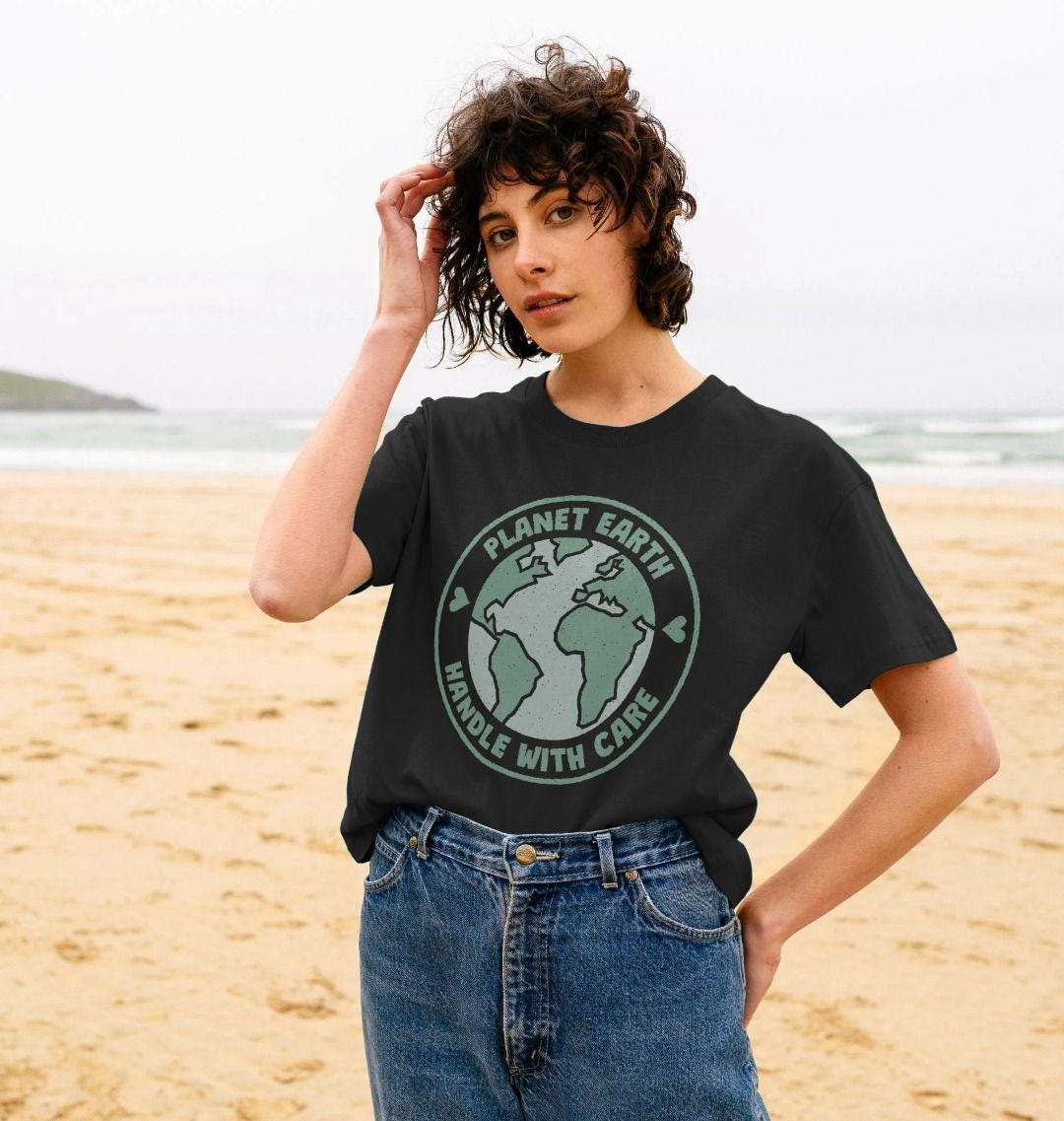 Save Planet Earth Graphic Tee: Women Crop Top (certified Organic