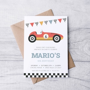 Racing Car Party Invitation, Printable Cars Birthday Invite, Boy&#39;s Party, Personalized Birthday Invitation, Digital Invitation, Racing Cars