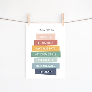 It is OK to Make Mistakes Poster, Instant Download, Printable Wall Art, Homeschool poster, Rainbow Classroom decor, Inclusion