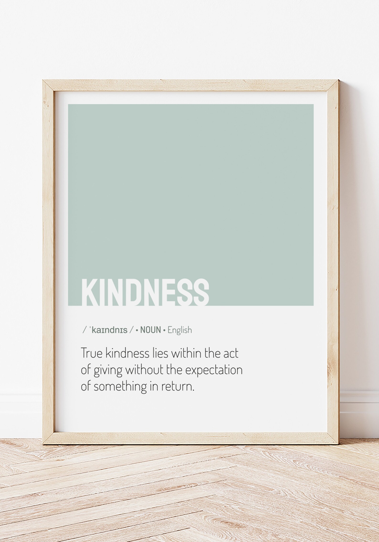 Kindness Definition Print, Block Color Poster, Dictionary Art