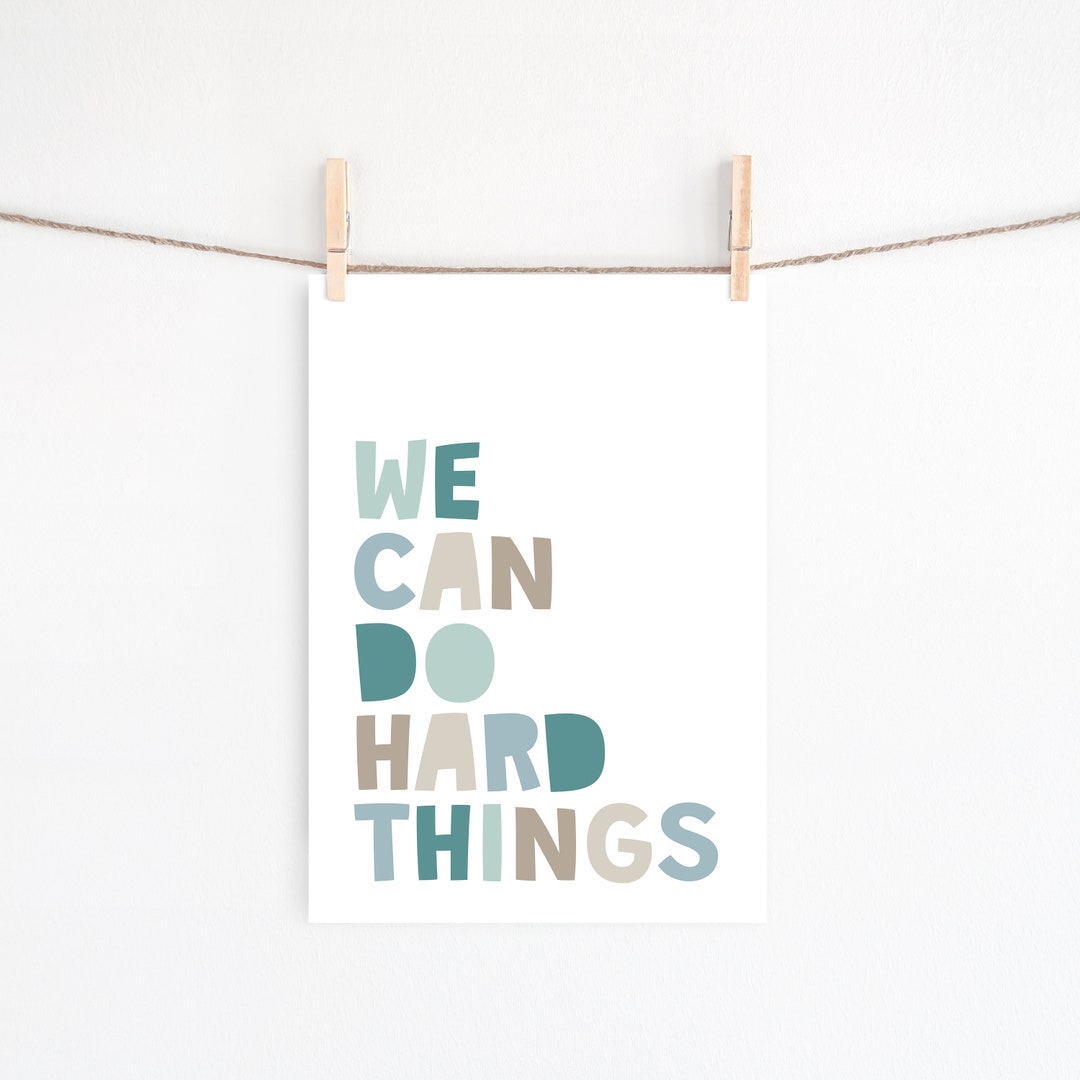 We Can Do Hard Things Hanging Pennant Flag, Boho Affirmation Wall