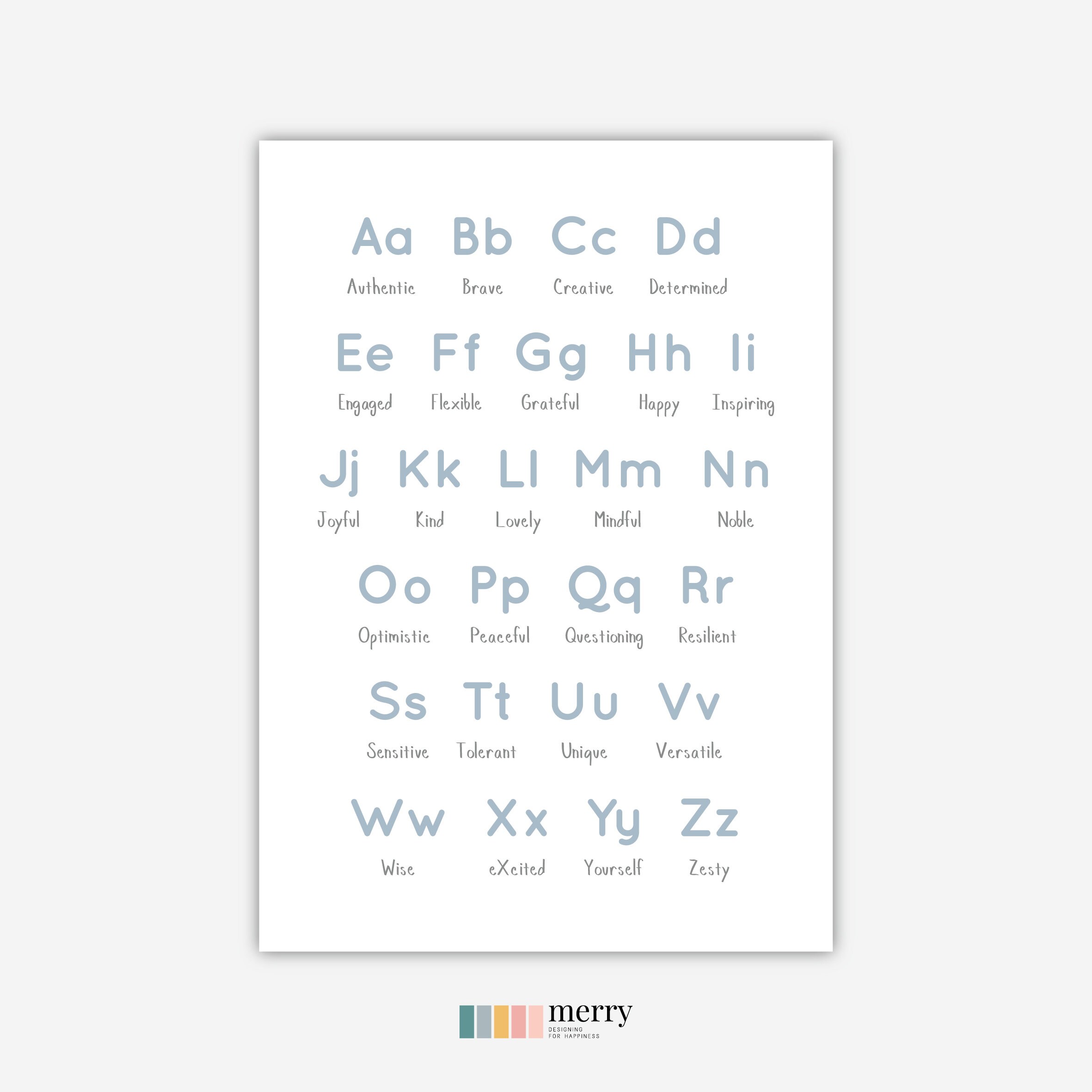 Alphabet Wall Print, Instant Download, Printable Wall Art, ABC Poster ...