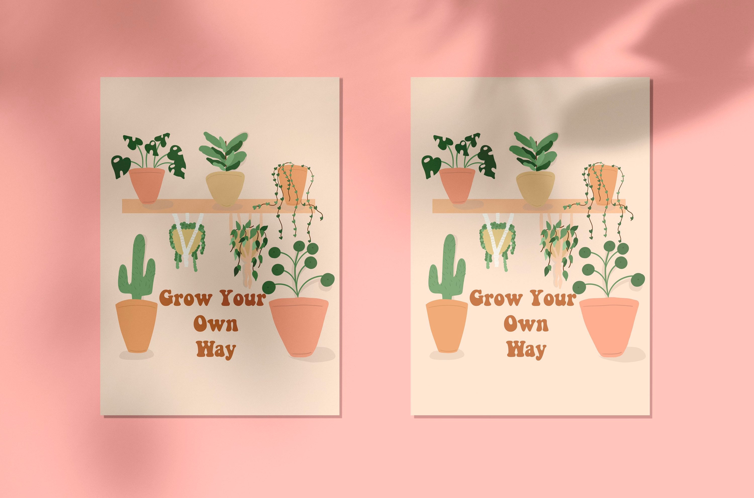 Impression Végétale d'intérieur, Plantes en Pot, Positives, Plante de Cactus, Chaîne Cœurs, Amoureux