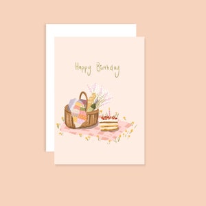 Lindo cartão de aniversário de piquenique cartão de feliz aniversário