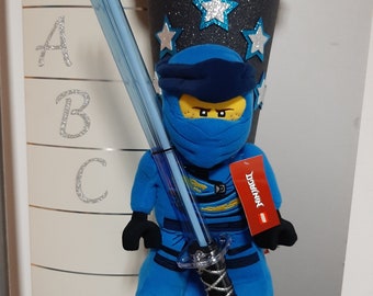 School cone candy cone Ninjago Jay Blue Plush with lightsaber sturdy 85 cm blank total height 130 cm