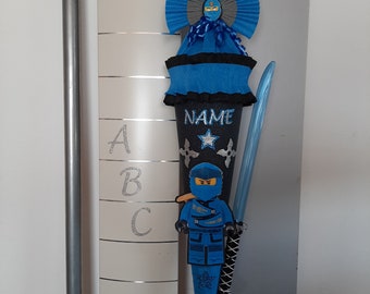 Schultüte Zuckertüte Ninjago JAY blue motif with lightsaber more stable 85 cm blank total height 130 cm 2023