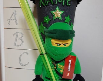 Zaino scuola borsa zucchero Ninjago Lloyd Green peluche con spada laser stabile 85 cm vuoto altezza totale 130 cm